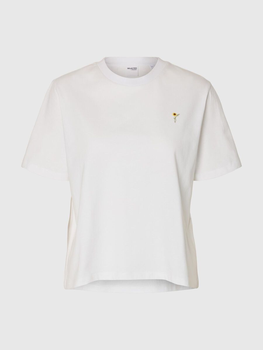 Selected EMBROIDERED CREWNECK T-SHIRT, Bright White, highres - 16101219_BrightWhite_1258640_001.jpg
