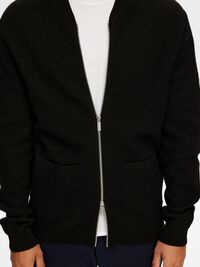 MERINO WOOL CARDIGAN, Black, highres