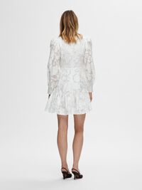 GEBLÜMTES LANGARM MINIKLEID, Bright White, highres