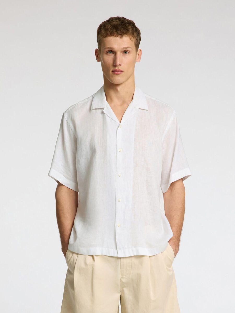 Selected 100% LINEN SHORT SLEEVED SHIRT, White, highres - 16096908_White_003.jpg