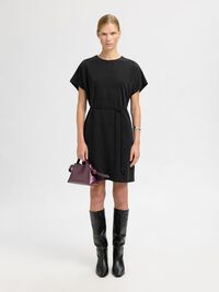 METALLIC GLITTER MIDI-JURK, Black, highres