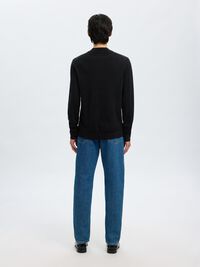 100% MERINO WOOL MOCK-NECK JUMPER, Black, highres