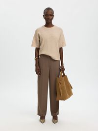 WOOL BLEND KNITTED PULLOVER, Birch, highres