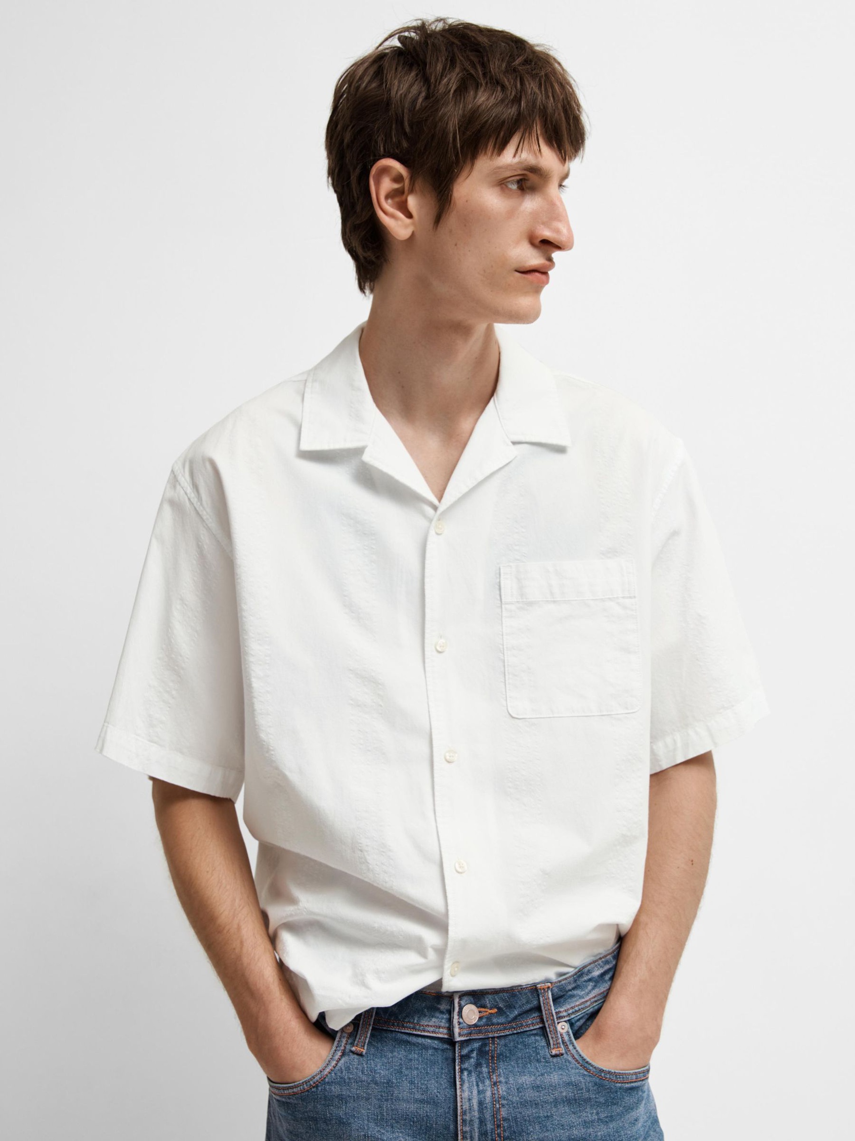 SEERSUCKER CHEMISE À MANCHES COURTES, Bright White, highres