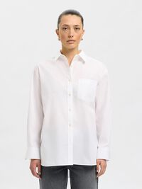 OVERSIZE EN COTON CHEMISE À MANCHES LONGUES, Bright White, highres