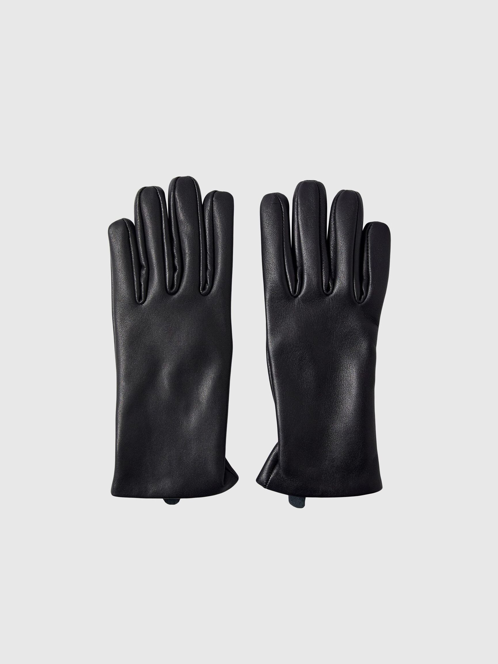 LEATHER GLOVES, Black, highres