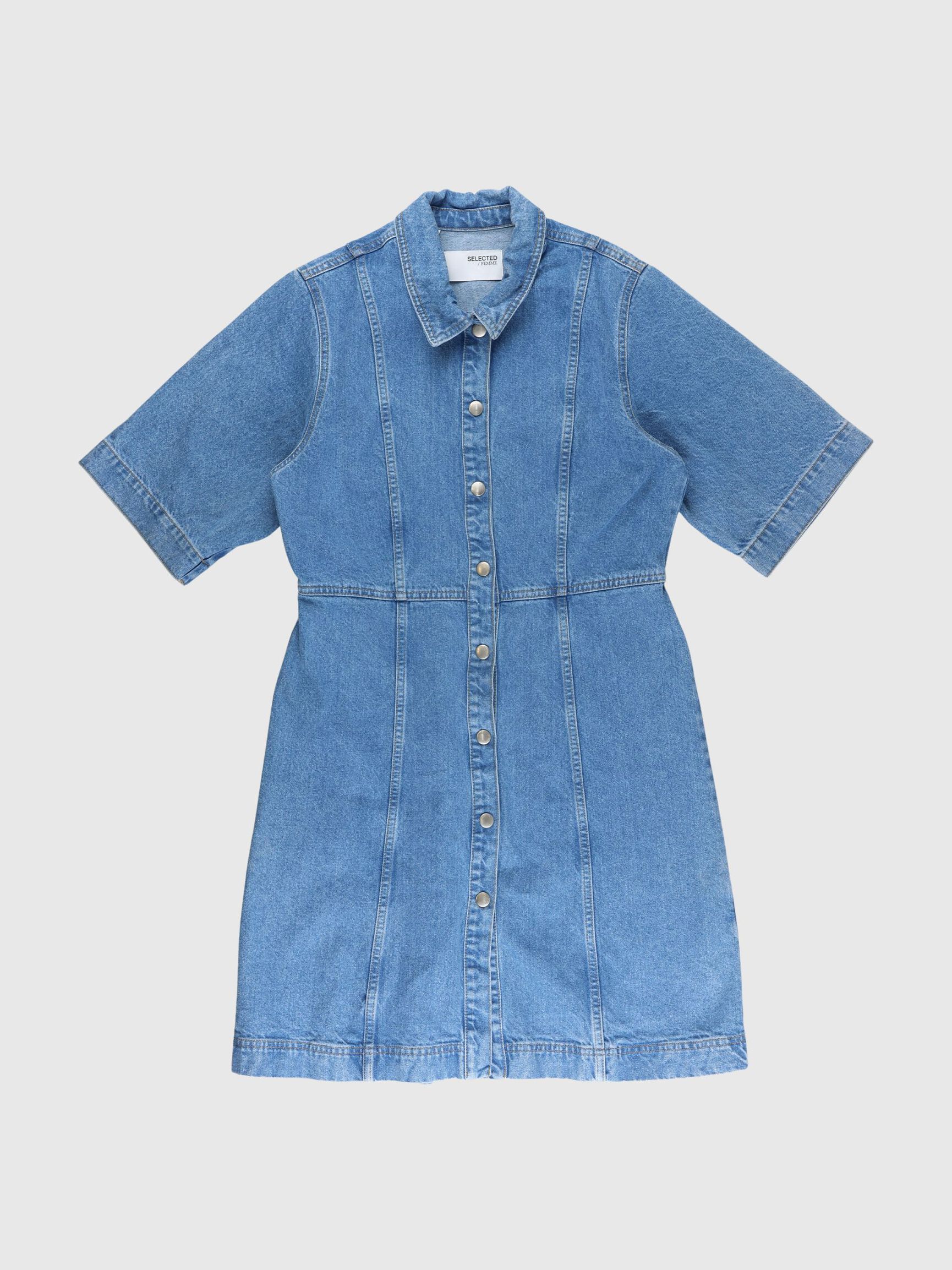 DENIM MIDI DRESS, Light Blue Denim, highres