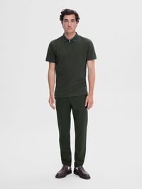 ZIPPER KNITTED POLO SHIRT, Green Gables, highres