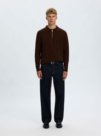 LONG SLEEVED HALF-ZIP JUMPER, Demitasse, highres