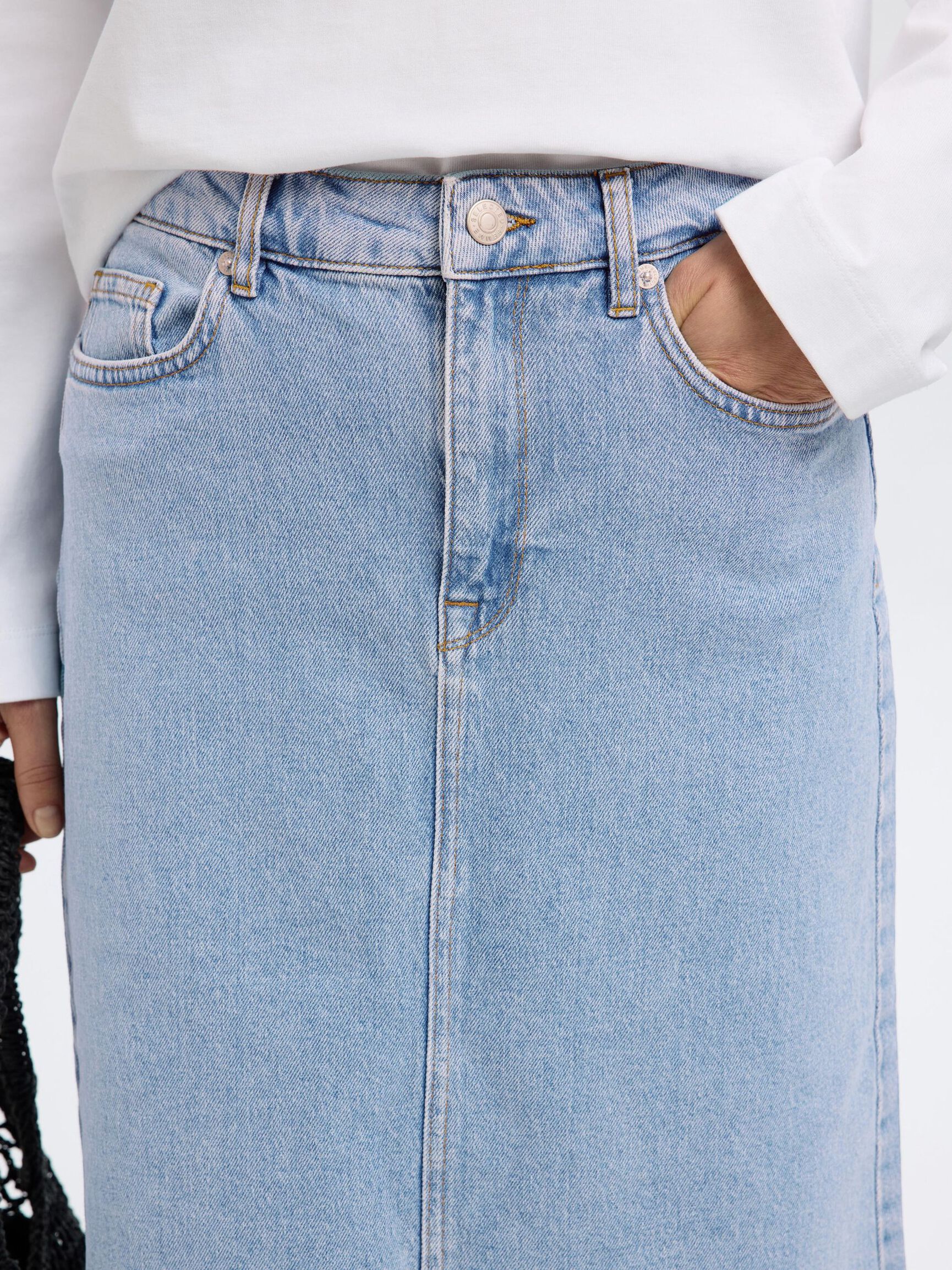 HELLBLAUER MIDI JEANSROCK, Light Blue Denim, highres