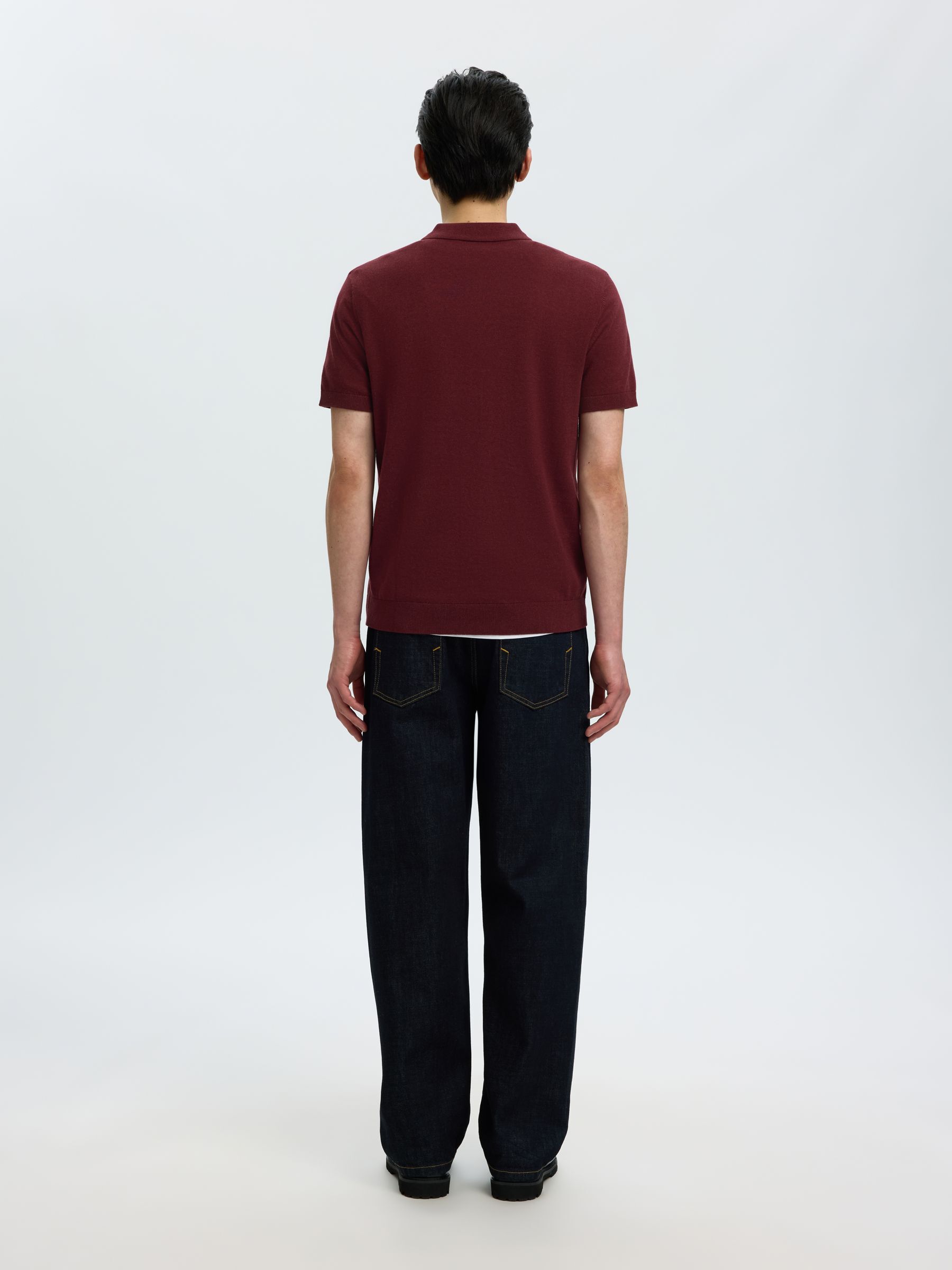 KNITTED KNITTED POLO SHIRT, Tawny Port, highres