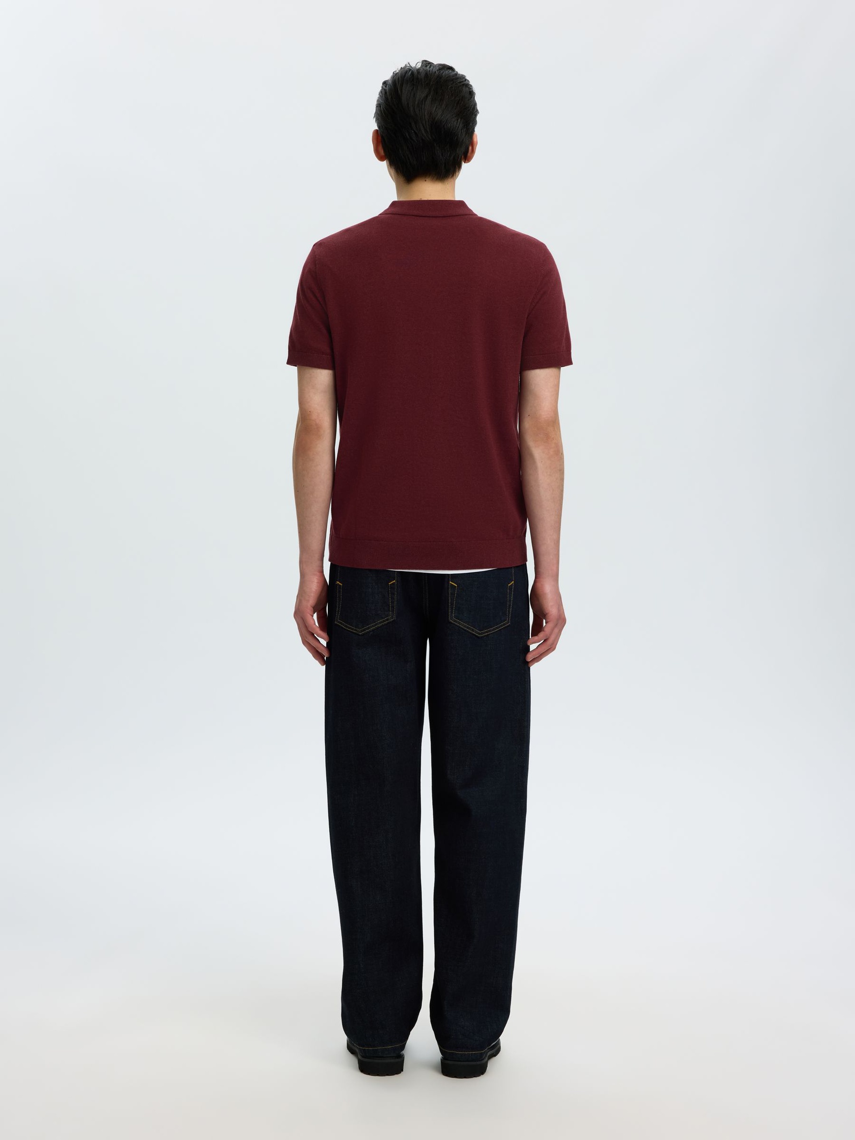 KNITTED KNITTED POLO SHIRT, Tawny Port, highres