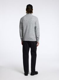 LANGÆRMET TRØJE MED HALV LYNLÅS, Light Grey Melange, highres