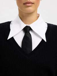 100% MERINO V-NECK JUMPER, Black, highres