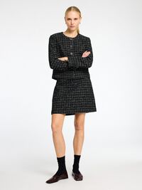 BOUCLÉ WOLLGEMISCH BLAZER, Black, highres