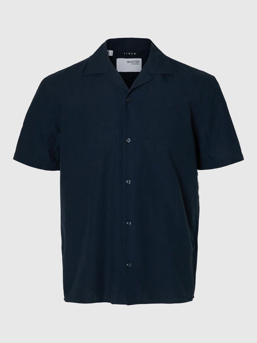 Selected LINEN BLEND SHORT SLEEVED SHIRT, Sky Captain, highres - 16092978_SkyCaptain_001.jpg