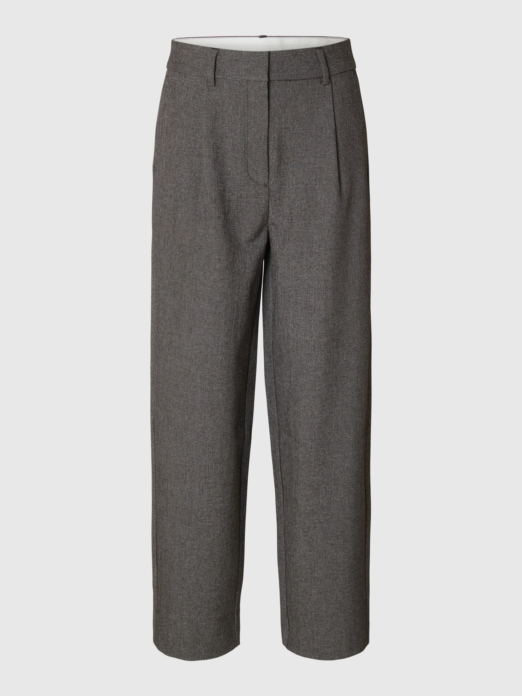 VISCOSE BLEND BARREL FIT TROUSERS, Black, highres