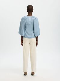 VISCOSE BLOUSE MANCHES 3/4, Dusty Blue, highres