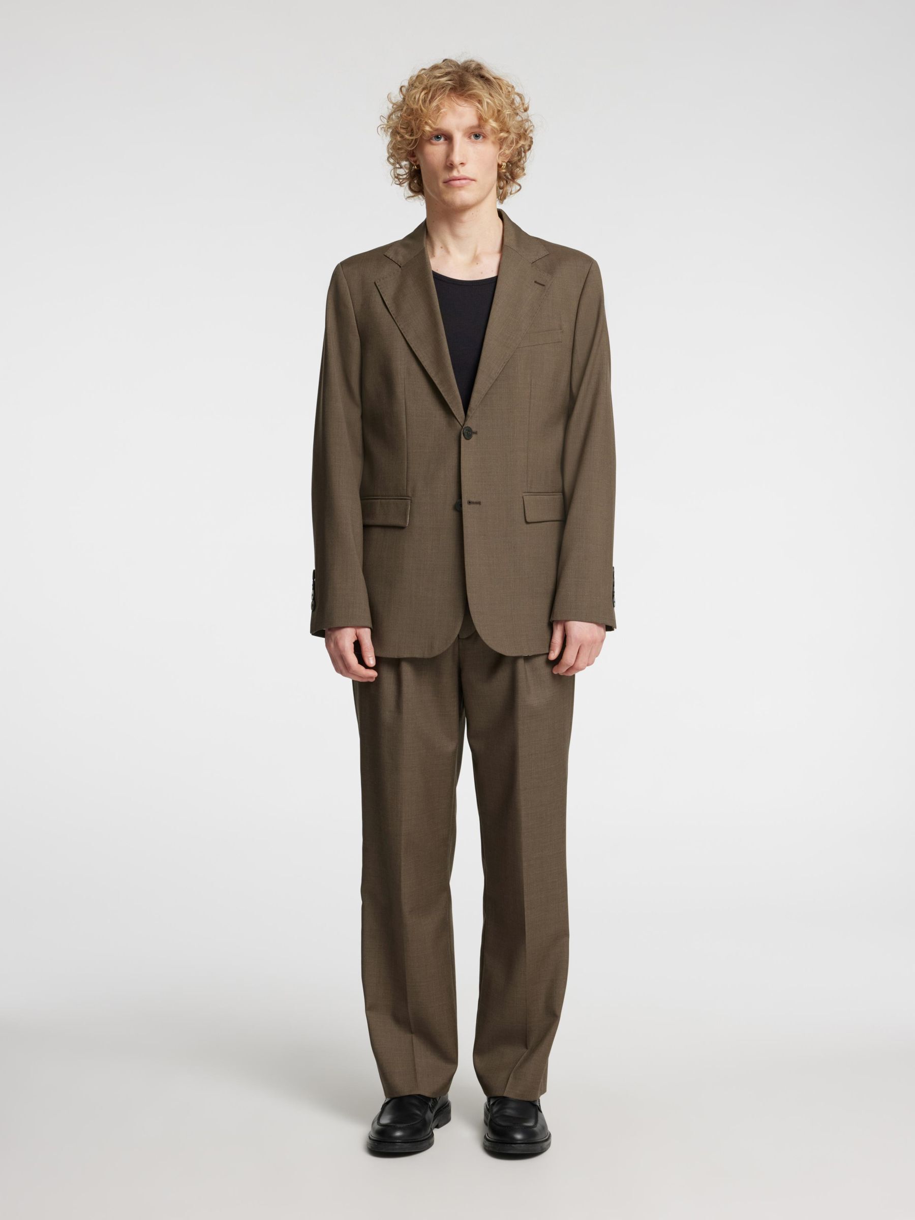 RELAXED FIT WOOL BLAZER, Brindle, highres