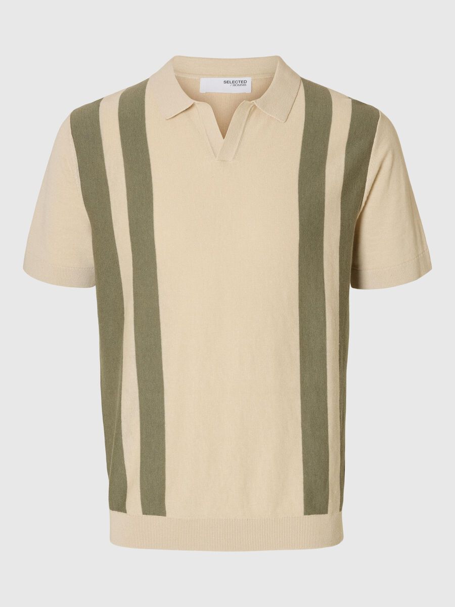 Selected SHORT SLEEVED KNITTED POLO SHIRT, Oatmeal, highres - 16096197_Oatmeal_1151787_001.jpg