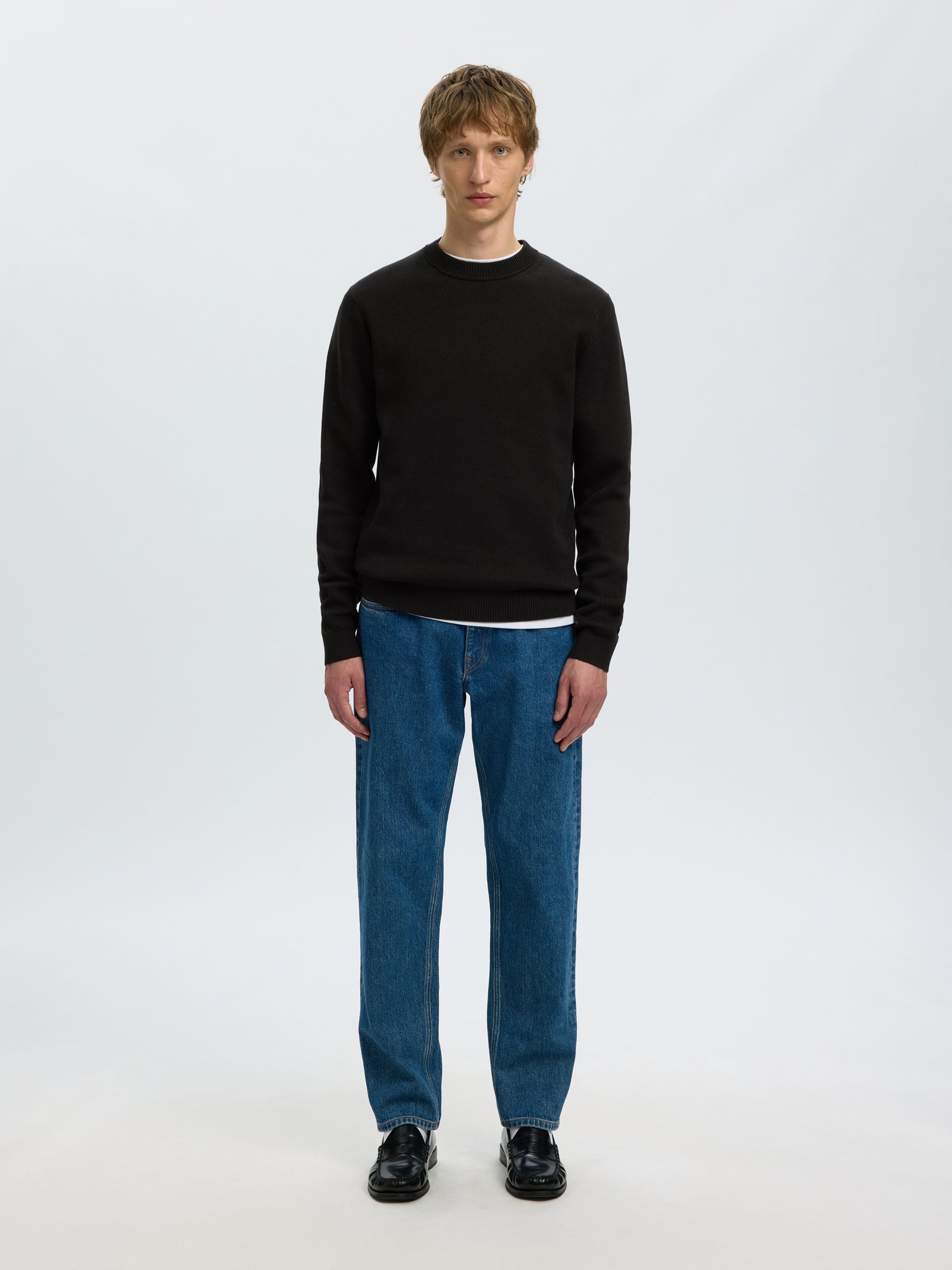 CREWNECK PULLOVER, Black, highres