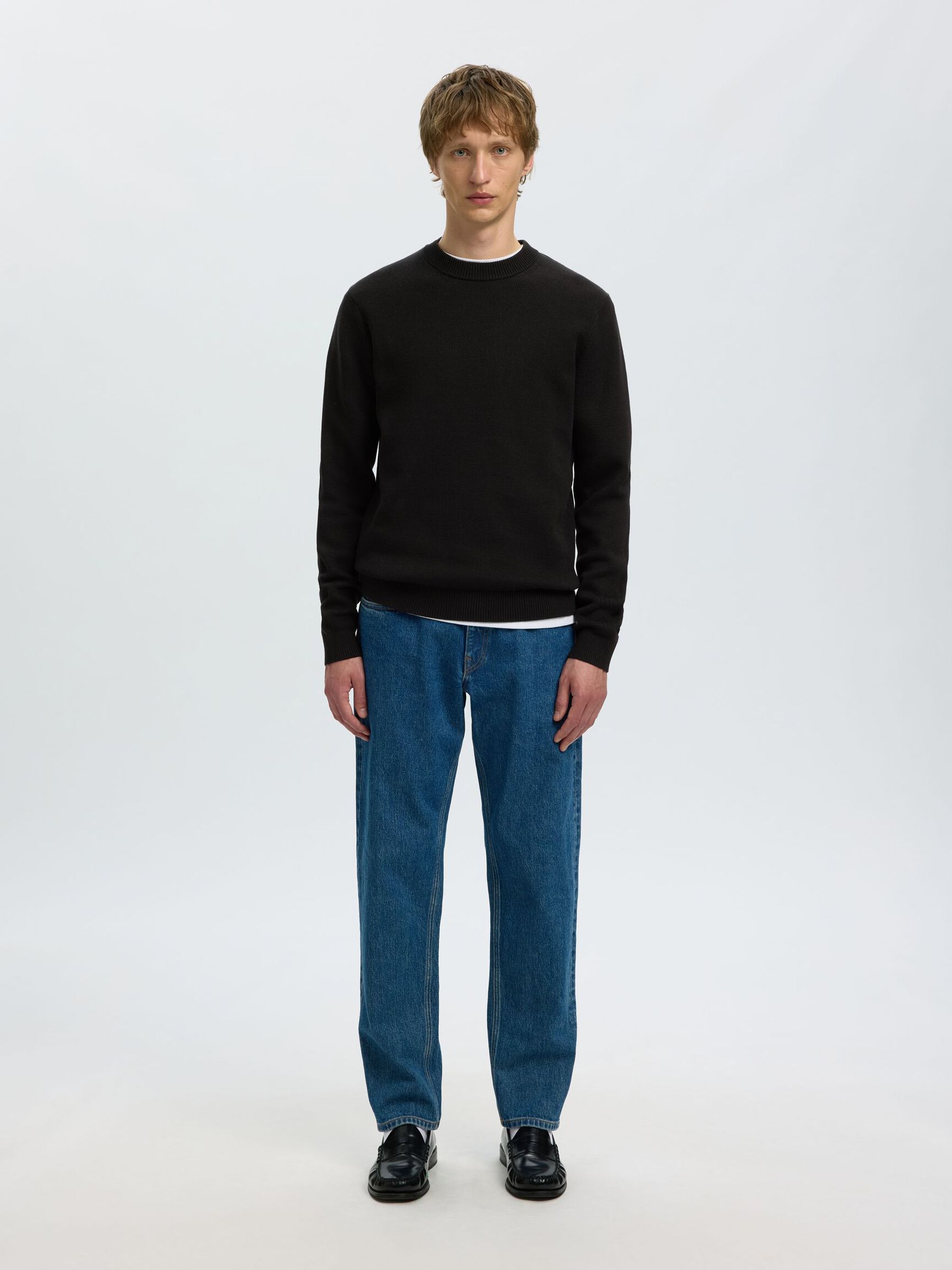 CREWNECK JUMPER, Black, highres