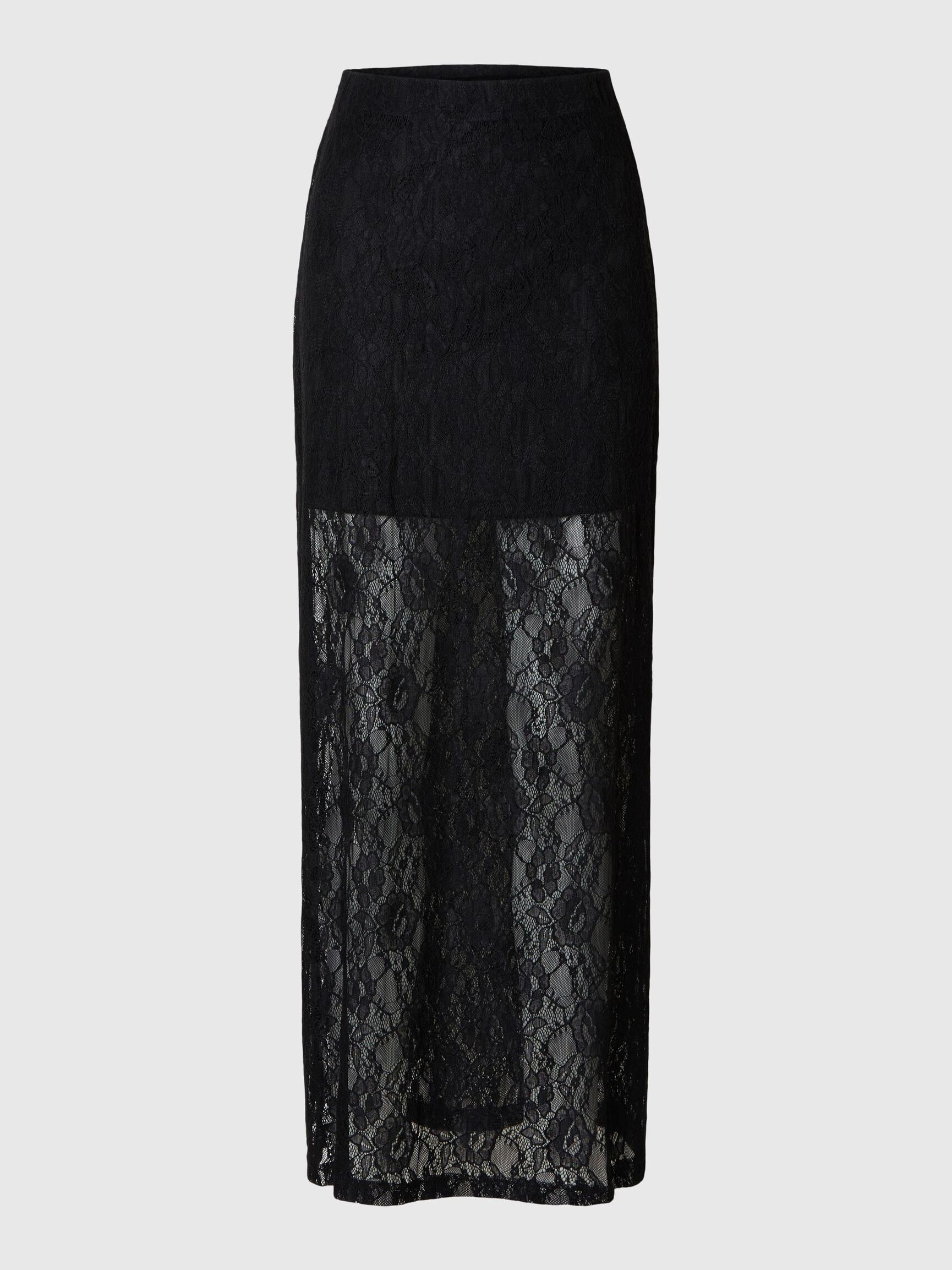 DENTELLE JUPE LONGUE, Black, highres