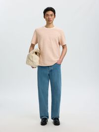 STRIPED CREWNECK T-SHIRT, Egret, highres