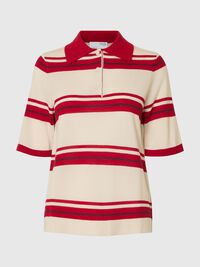 100% MERINOULD STRIKKET POLOSHIRT, Birch, highres