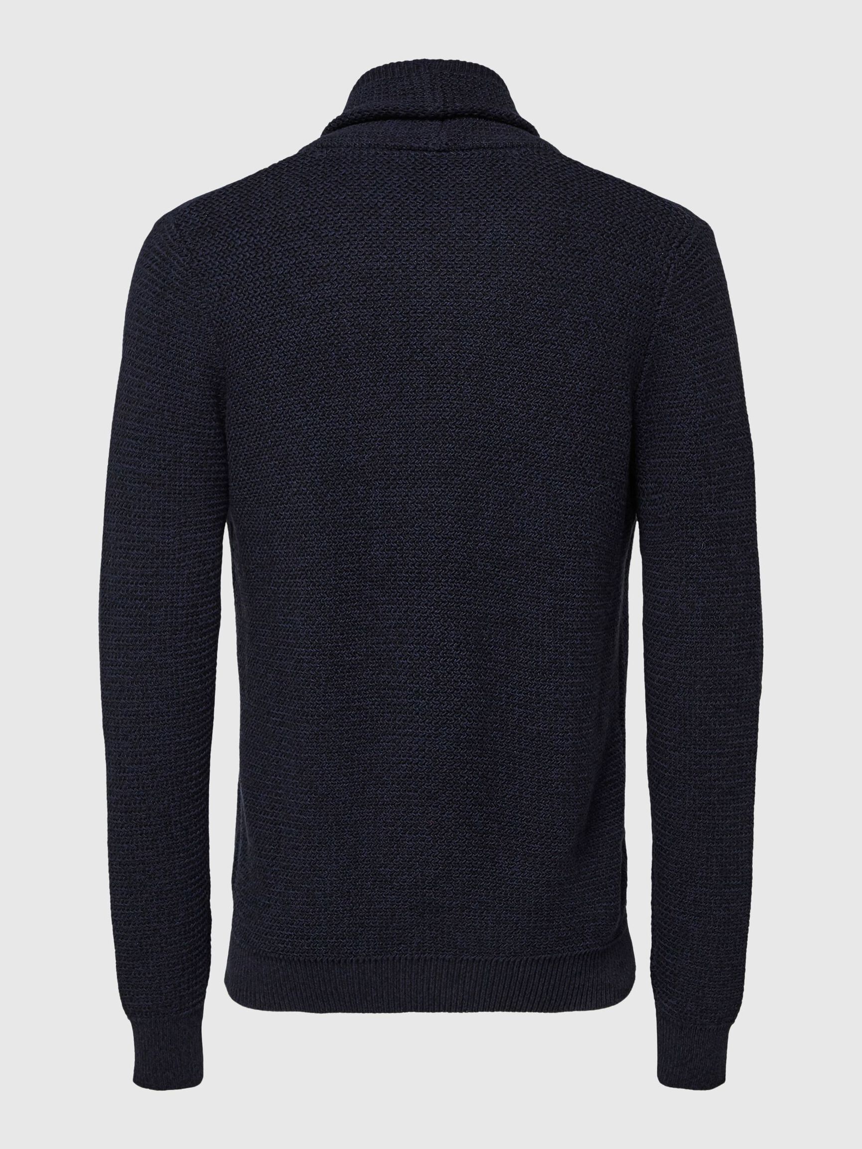 SHAWL-NECK KNITTED CARDIGAN, Maritime Blue, highres