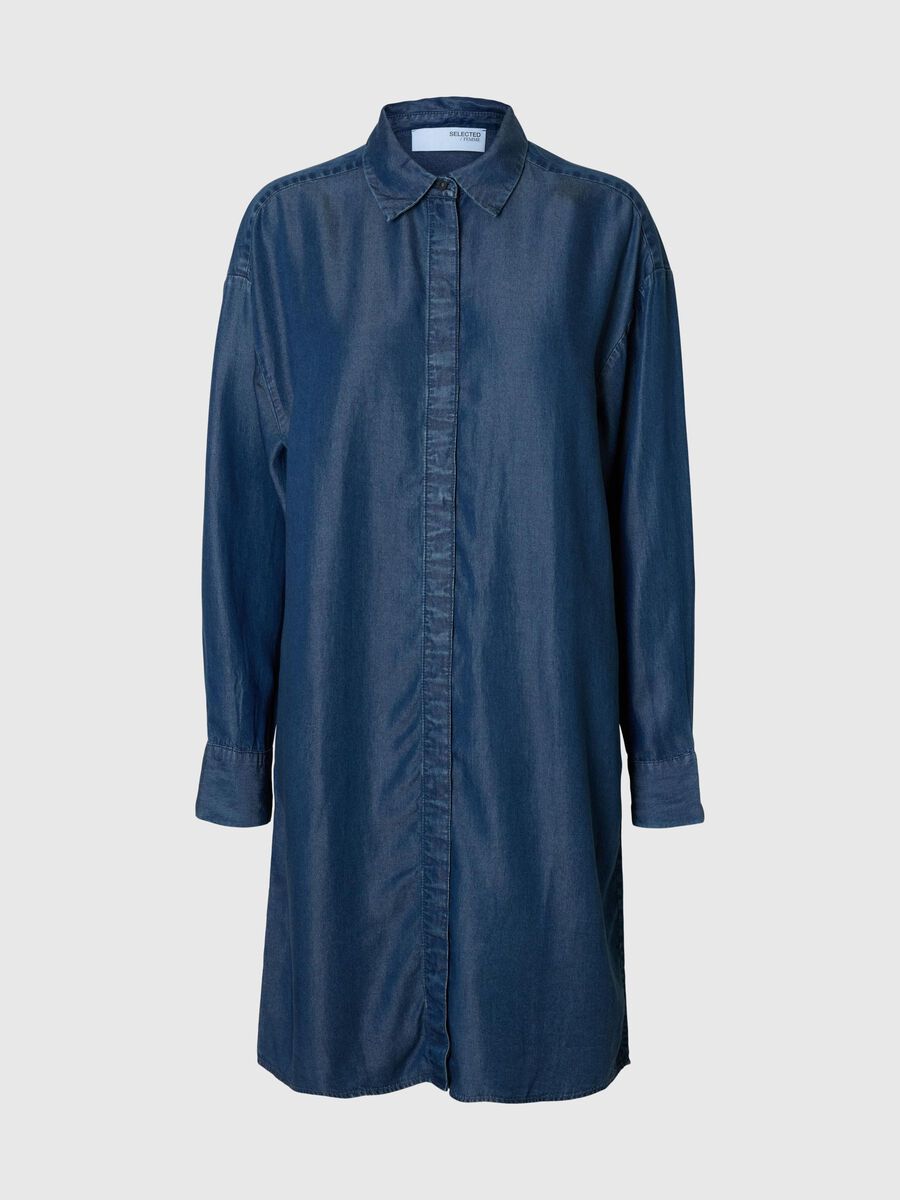 Selected CHAMBRAY SHIRT DRESS, Dark Blue, highres - 16098299_DarkBlue_001.jpg