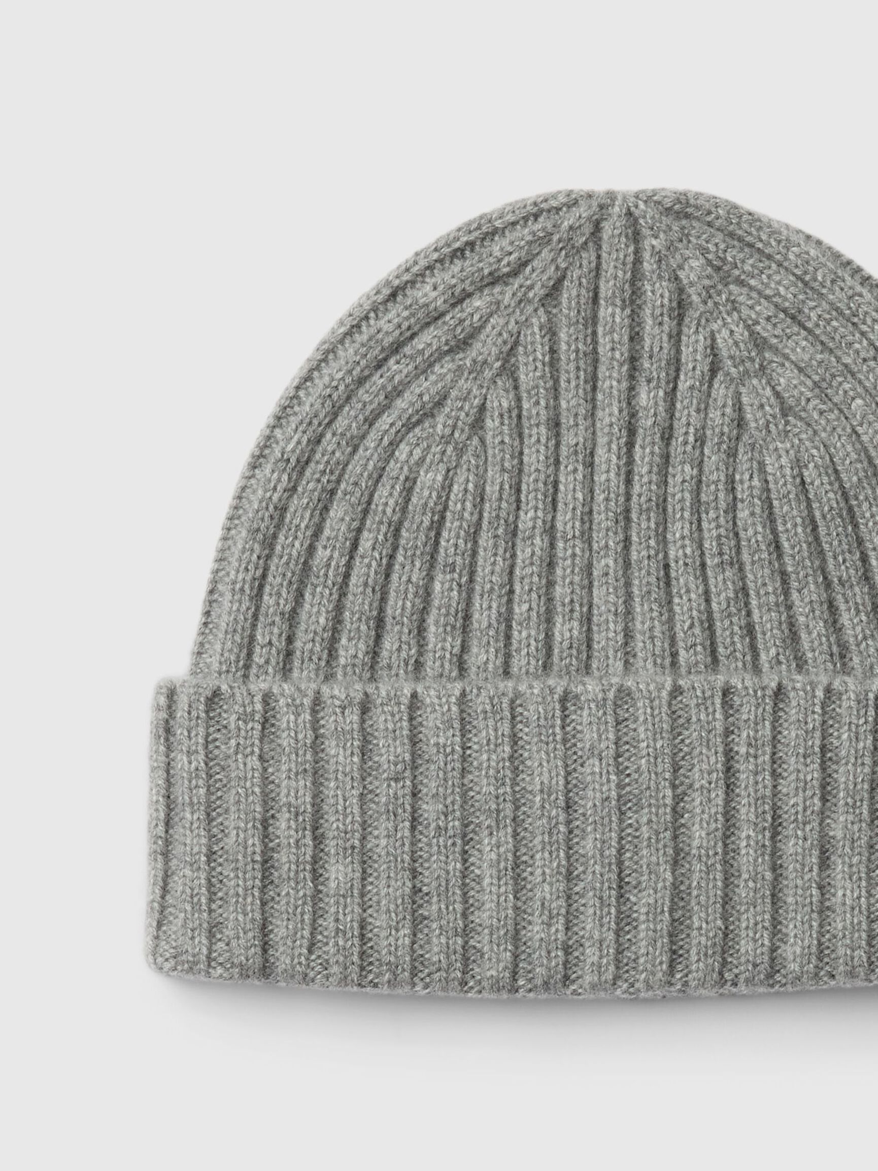 CASHMERE BEANIE, Light Grey Melange, highres