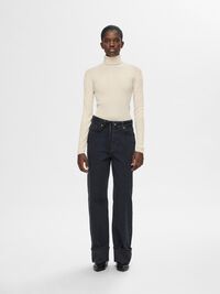 RIBBED WOOL BLEND TURTLENECK, Birch, highres