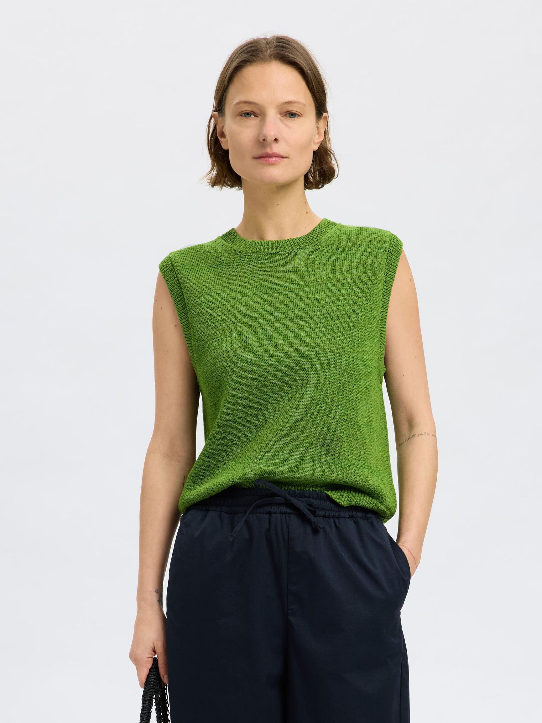 KATOENMIX GEBREID GILET, Spindle Tree, highres