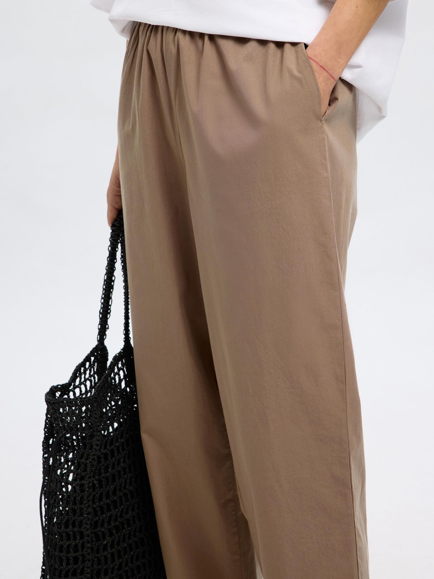 COTTON HIGH WAISTED TROUSERS, Coca Mocha, highres