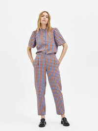 CHECKED TAPERED TROUSERS, Brown Sugar, highres