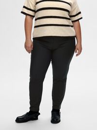 CROPPED SLIM-FIT TROUSERS, Black, highres