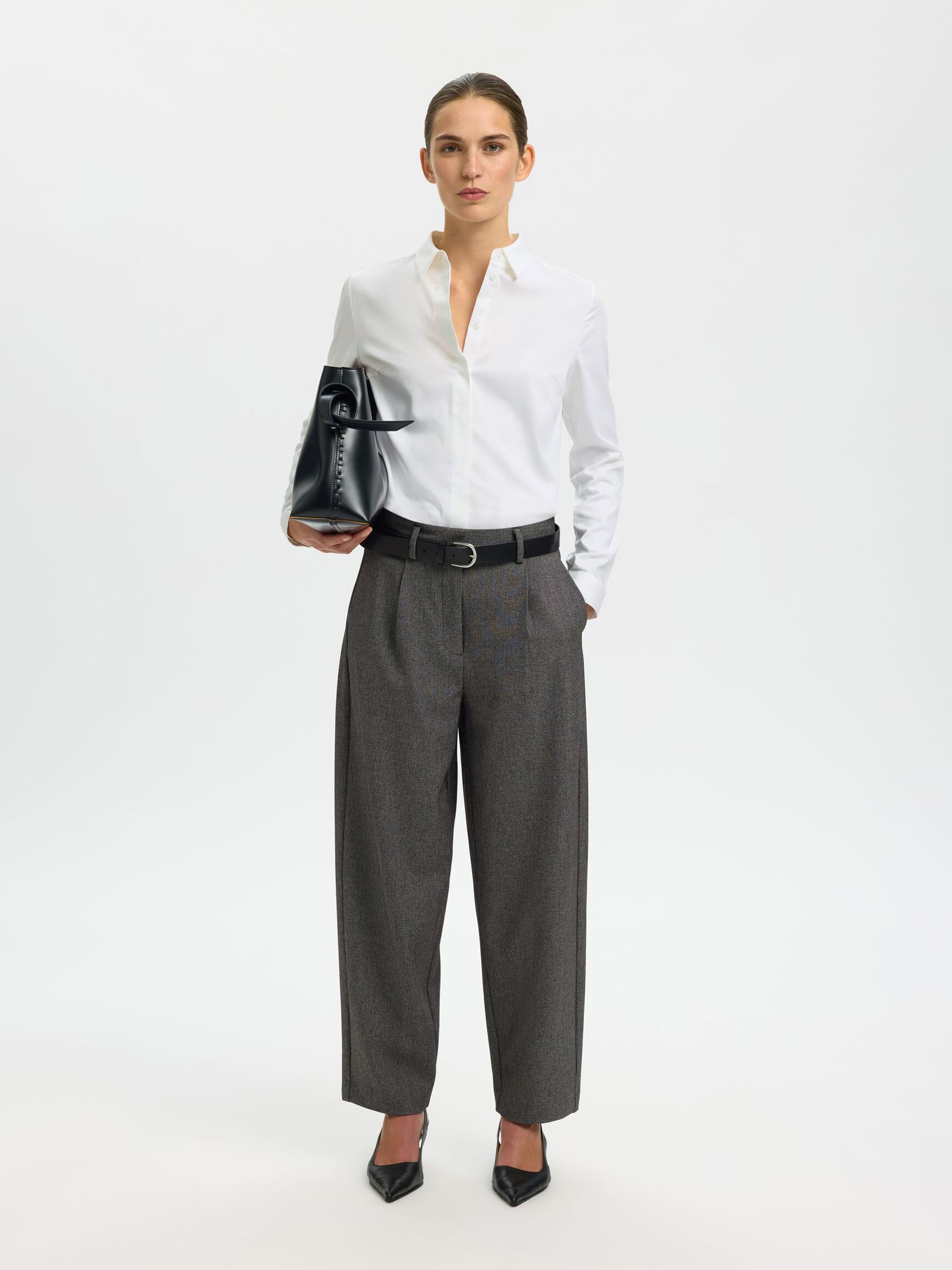 CAMICIA A MANICHE LUNGHE, Bright White, highres