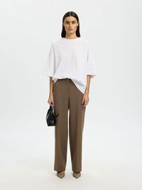 TAILORED WIDE-LEG TROUSERS, Chocolate Chip, highres
