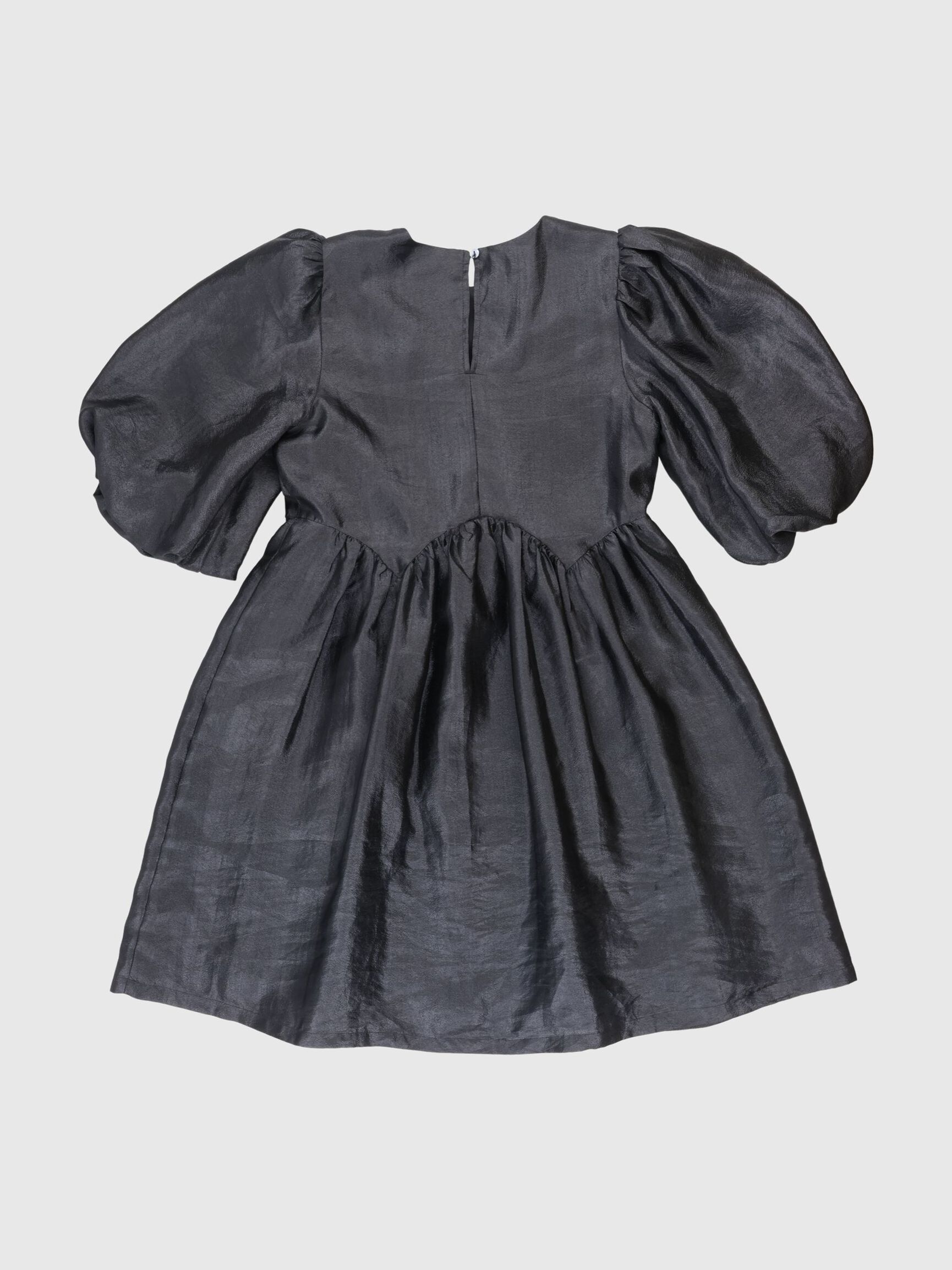 PUFF SLEEVED MINI DRESS, Black, highres