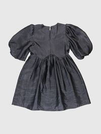 PUFF SLEEVED MINI DRESS, Black, highres