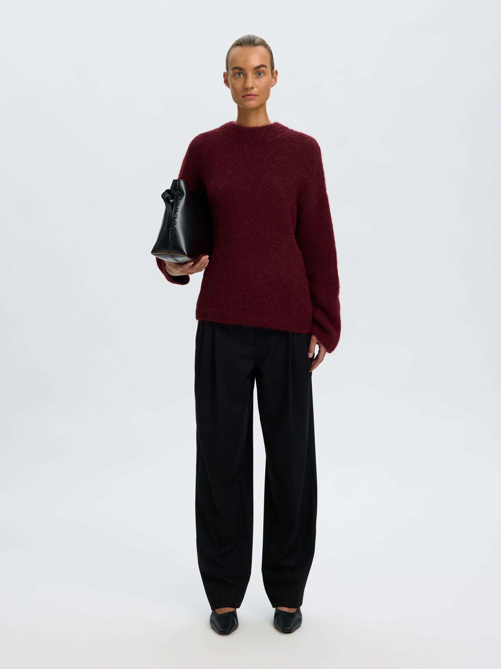 WOOL BLEND  PULLOVER, Tawny Port, highres
