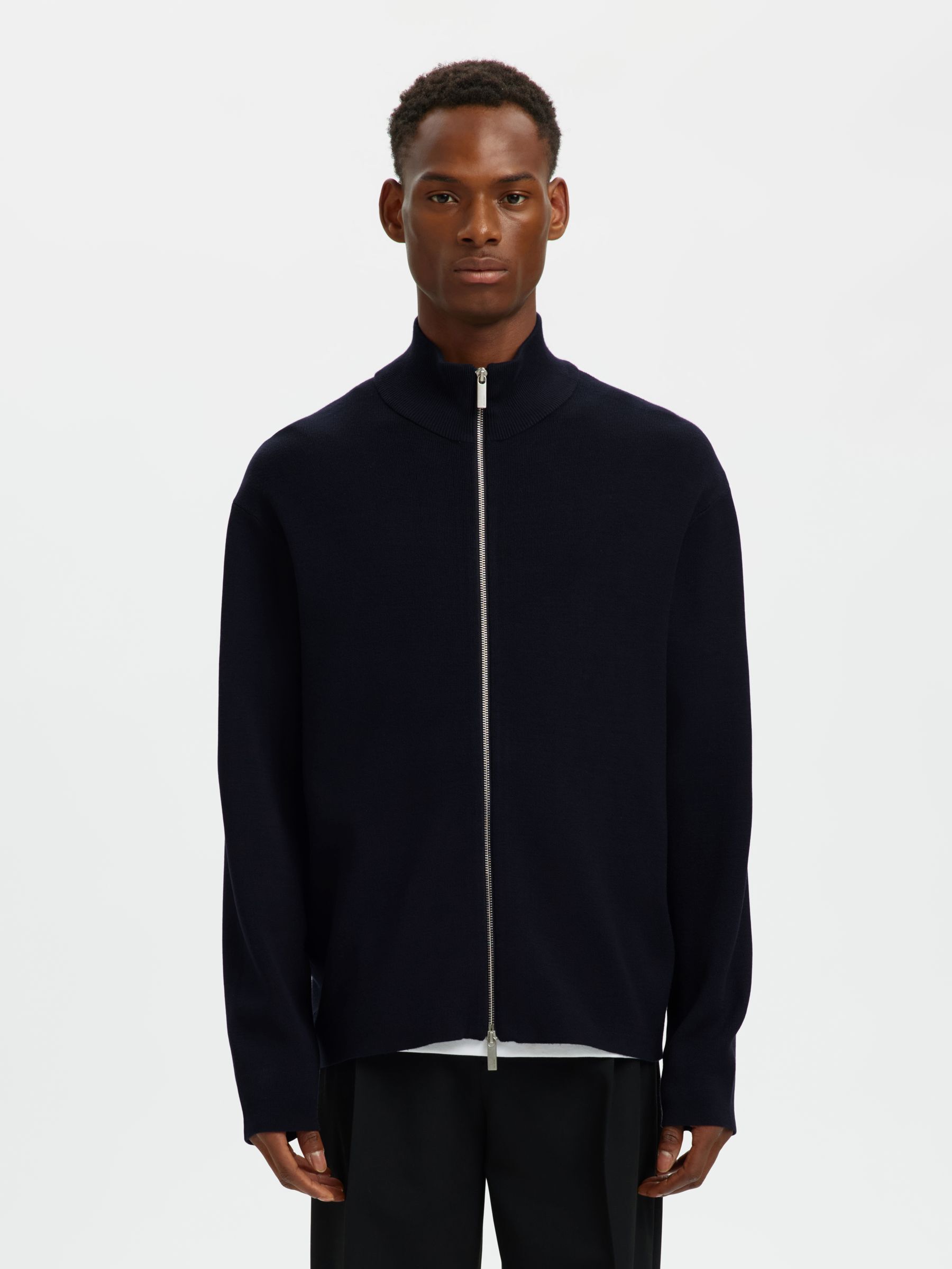 RELAXED FIT STRICKJACKE, Sky Captain, highres