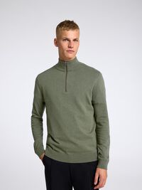 HALF-ZIP STRICKPULLOVER, Kalamata, highres