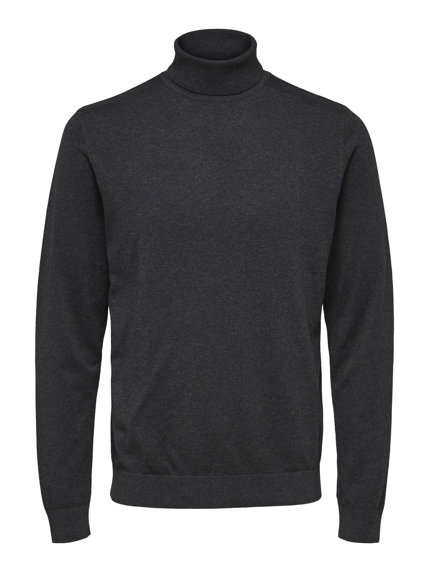 LONG-SLEEVED ROLL NECK PULLOVER, Antracit, highres