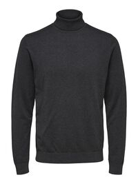 LONG-SLEEVED ROLL NECK PULLOVER, Antracit, highres