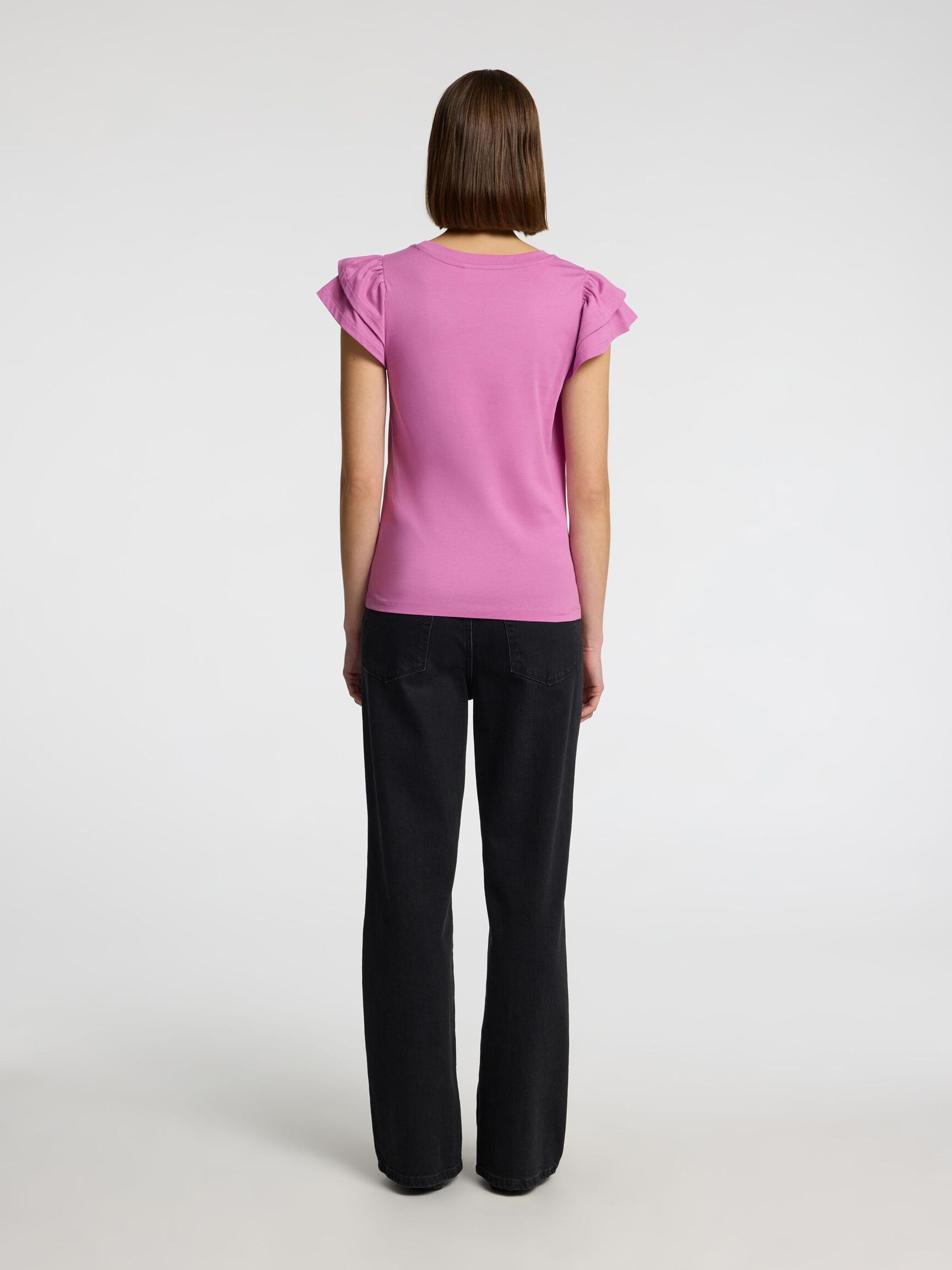 COTTON RUFFLED T-SHIRT, First Bloom, highres