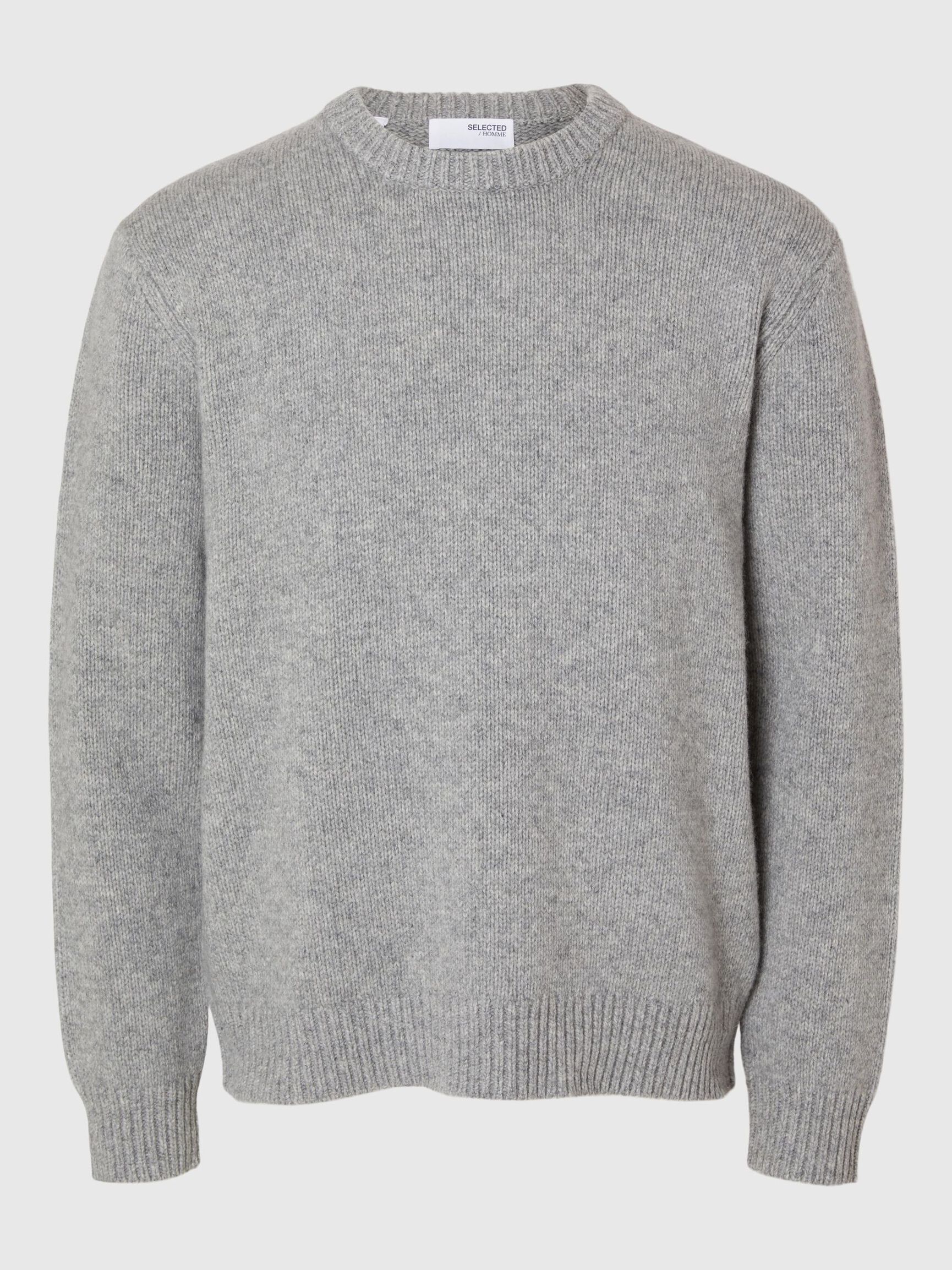 WOOL BLEND RELAXED FIT JUMPER, Light Grey Melange, highres