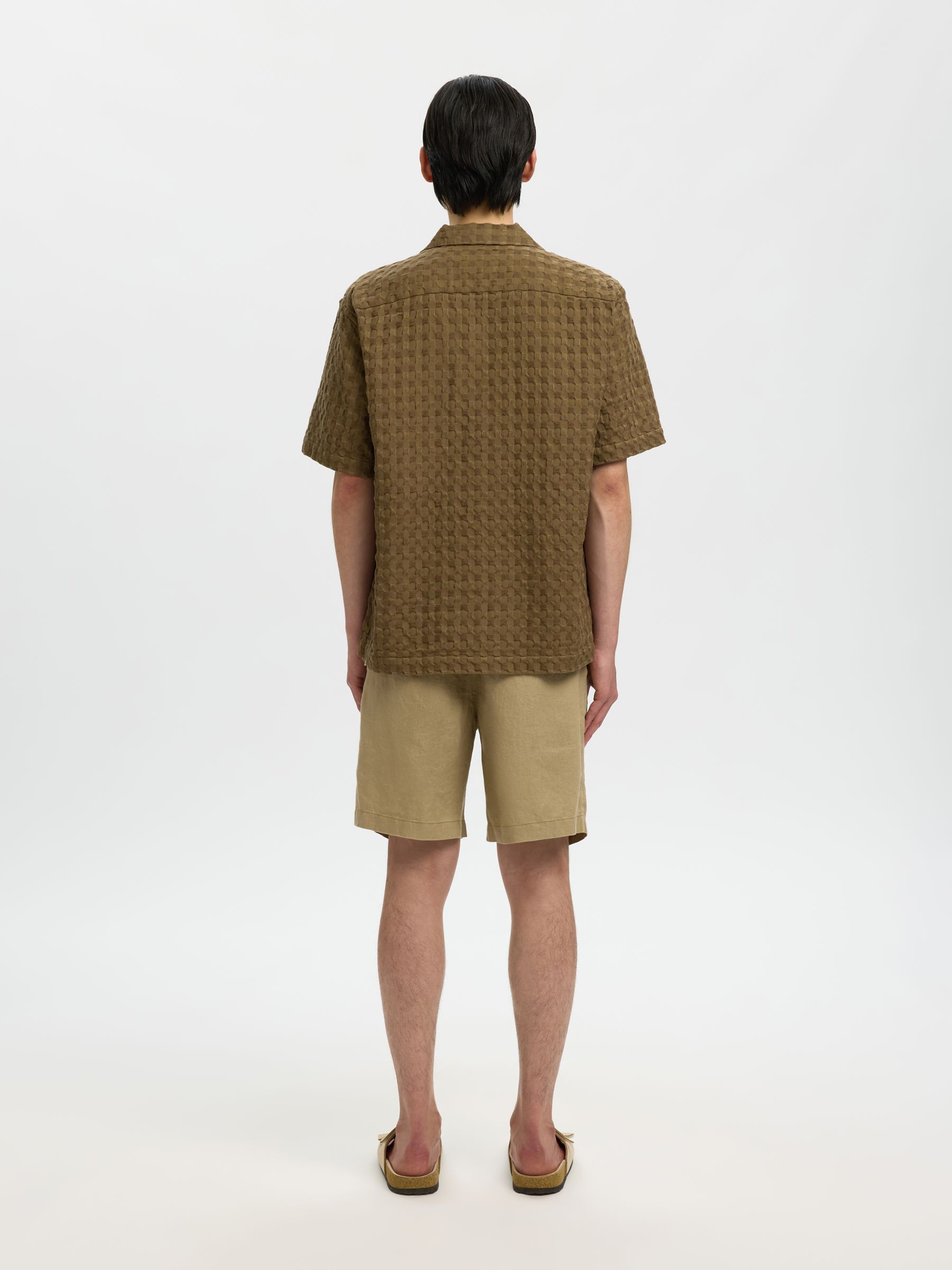 TEXTURED SHORT SLEEVED SHIRT, Chocolate Chip, highres