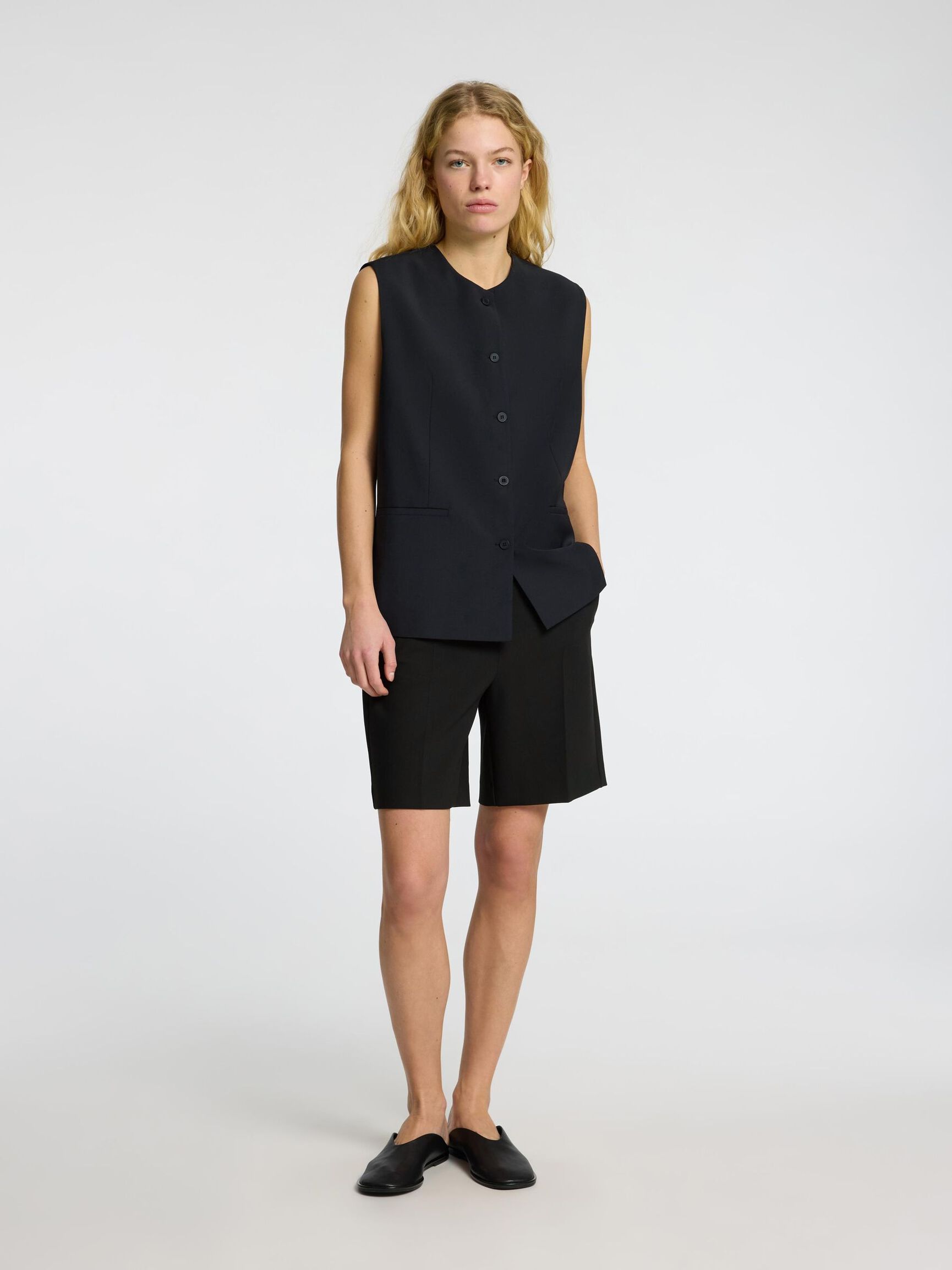 TAILORED  HIGH WAISTED SHORTS, Black, highres